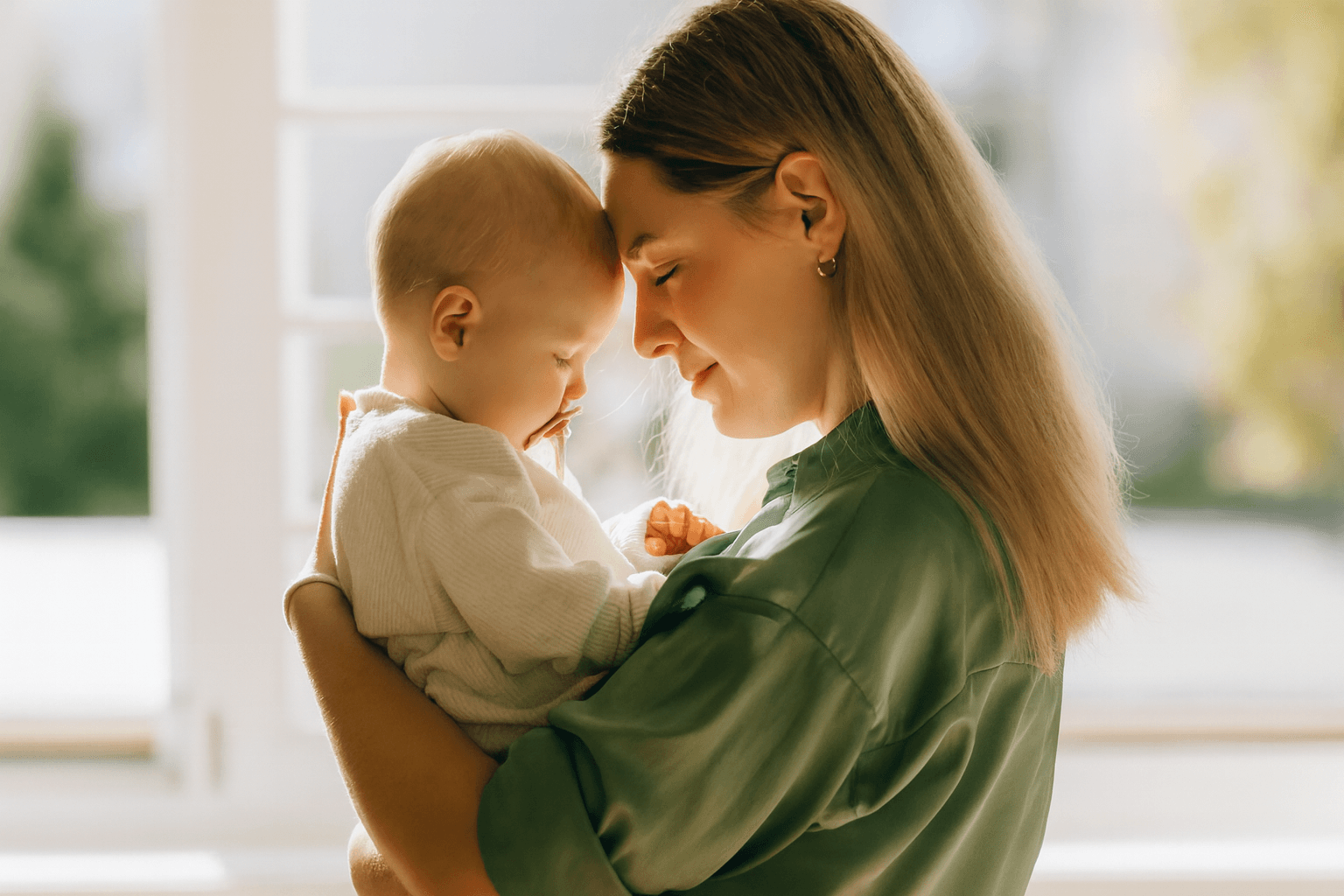 Surrogate mother smiling